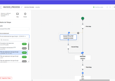 Écran ScopIOM de création d'une étape dans le moteur de workflow Écran ScopIOM de création d'une étape dans le moteur de workflow