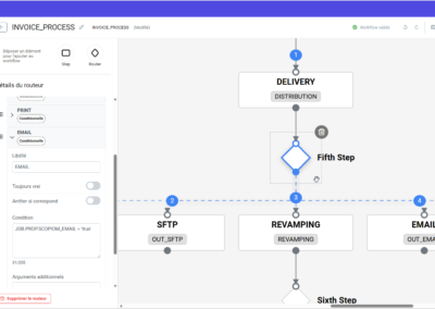 Écran ScopIOM de définition des paramètres d'une étape de workflow Écran ScopIOM de définition des paramètres d'une étape de workflow